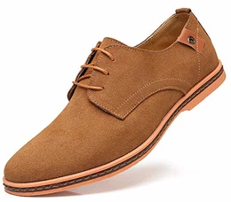 Herren Freizeit Schuhe aus Leder Business Anzugschuhe Atmungsaktiv Lederschuhe Oxford Halbschuhe Party Hochzeit übergrößen 38-46 (39 EU, Khaki-077)