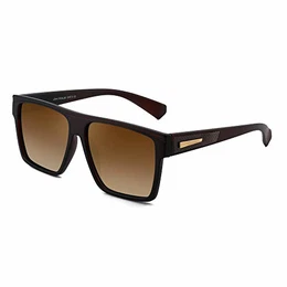 Retro Polarisierte Sonnenbrille Männer Frauen Flat Top Square Brille (brauner Rahmen/polarisierte braune Linse)