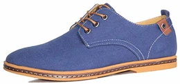 Herren Freizeit Schuhe aus Leder Business Anzugschuhe Atmungsaktiv Lederschuhe Oxford Halbschuhe Party Hochzeit übergrößen 38-46 (40 EU, Canvas-Blau -1247)
