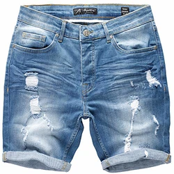 Amaci&Sons Herren Destroyed Jeans Shorts Sommer Bermuda (798) Hellblau