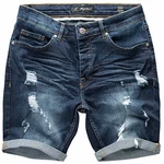 Amaci&Sons Herren Destroyed Jeans Shorts Sommer Bermuda (798) Dunkelblau