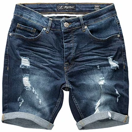 Herren Destroyed Jeans Shorts Kurze Hose Sommer Bermuda 7979 Dunkelblau W31