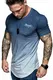 REPUBLIX Oversize Herren Crew Neck Body-Fit Waterfall Design Shirt Sommer T-Shirt Rundhals-Ausschnitt R-0037 Navyblau/Weiß L
