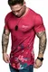 REPUBLIX Oversize Herren Crew Neck Body-Fit Flowerfall Design Shirt Sommer T-Shirt Rundhals-Ausschnitt R-0032 Bordeaux M