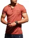 Rello & Reese Herren T-Shirt V-Neck Vintage Poloshirt Kurzarm Henley RR-4060 (XL, Weinrot)