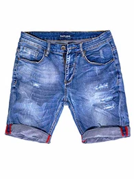 . Herren Jeans-Shorts Kurze Hose Destroyed Denim-Hose 80-0160 Blau W30