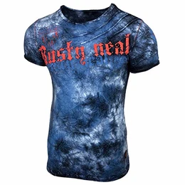 Herren Rundhals Vintage T-Shirt Kurzarm Slim Fit Design Fashion Top Print Shirt 15156-1, Größe:2XL, Farbe:Weiß_1