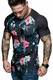 REPUBLIX Oversize Herren Crew Neck Body-Fit Flowerball Design Shirt Sommer T-Shirt Rundhals-Ausschnitt R-0036 Schwarz M