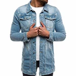 Youthny Herren Jeansjacke Hoodie Strickjacke Kapuzenpullover Vintage Jacke hellblau