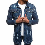 Youthny Herren Jeansjacke Hoodie Strickjacke Kapuzenpullover Vintage Jacke dukellblau