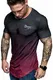 REPUBLIX Oversize Herren Crew Neck Body-Fit Waterfall Design Shirt Sommer T-Shirt Rundhals-Ausschnitt R-0037 Schwarz/Bordeaux L