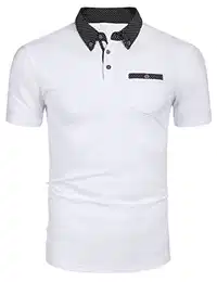 Weißes Poloshirts Herren Basic Kurzarm Polo Hemden mit Brusttasche M