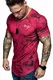 REPUBLIX Oversize Herren Crew Neck Body-Fit Marble Design Shirt Sommer T-Shirt Rundhals-Ausschnitt R-0034 Bordeaux M