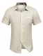 COOFANDY Herren Hemd Kurzarm Langarm Leinenhemd aus Baumwollmischung Kariert Sommer Freizeit Men´s Shirt (M, Hell Khaki)