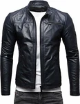 Crone Epic Herren Lederjacke Cleane Leichte Basic Jacke Deep Blue