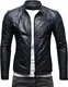 Crone Epic Herren Lederjacke Cleane Leichte Basic Jacke Rindsleder (M, Deep Blue)
