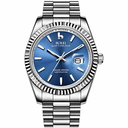 Herrenuhr Analog Quarzuhr Datumsanzeige mit Saphirglas Leuchtend und Edelstahlarmband