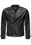 Red Bridge Herren Jacke Bikerjacke Classic Biker Vintage Cut mit Gürtel (M6072) Schwarz