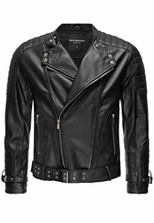 Red Bridge Herren Jacke Bikerjacke Classic Biker Vintage Cut mit Gürtel (M6072) Schwarz
