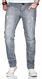 A. Salvarini Herren Stretch Jeans Hose Basic Slim Fit Pants [AS-164-Grau-W32 L36]