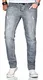 A. Salvarini Herren Stretch Jeans Hose Basic Slim Fit Pants [AS-164-Grau-W32 L36]