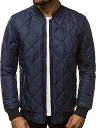 OZONEE Herren Übergangsjacke Jacke Übergang Herbst Bomberjacke Stehkragen Kapuze Steppjacke Leichte Outdoor Puffer Jacket Gepolstert (777) dunkelblau (777/881K)