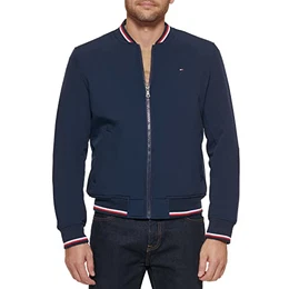 Herren Leichte Varsity Rippstrick-Bomberjacke Jacke, Midnight Soft Shell, Klein