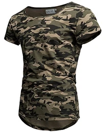 Keno Herren Kurzarm Rundhals Basic Oversize Slim Fit T-Shirt in vielen Farben (M, Camouflage)