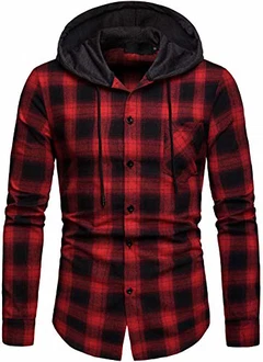 Herren Hemd Kapuzenhemd Kapuzenpullover Langarmshirt Kariert Freizeithemd Spleißhülse Shirt Herren Hemd Kapuzenhemd Kapuzenpullover Langarmshirt Kariert Freizeithemd Spleißhülse Shirt
