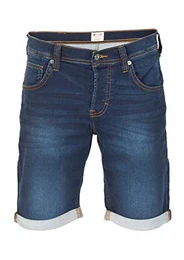 Jeans Shorts Herren Stretch Kurz Regular Fit Chicago Real X Kurze Hosen Sommer Denim Einfarbig Blau w33, Größe:W 33, Farbe:Dark Blue (982)