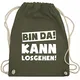Shirtracer Sprüche - Bin da kann losgehen - Unisize - Olivgrün - beutel rucksack herren - WM110 - Turnbeutel und Stoffbeutel aus Bio-Baumwolle