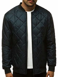 OZONEE Herren Übergangsjacke Jacke Übergang Herbst Bomberjacke Stehkragen Kapuze Steppjacke Leichte Outdoor Puffer Jacket Gepolstert (777) dunkelblau (777/881K)