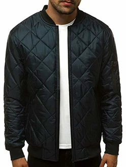 OZONEE Herren Übergangsjacke Jacke Übergang Herbst Bomberjacke Stehkragen Kapuze Steppjacke Leichte Outdoor Puffer Jacket Gepolstert (777) dunkelblau (777/881K)