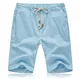 Tansozer Kurze Hosen Herren Shorts Sommer Baumwolle Leinen mit Gummizug Taschen Hellblau M