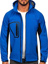 Herren Softshelljacke Übergangsjacke Regenjacke Funktionsjacke Winddicht Wasserdicht Sportjacke Trekkingjacke Atmungsaktiv Kapuze Freizeit Outdoor FREESTEP T019 Blau M [4D4]