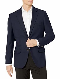 Herren Klassischer Stretch-Blazer mit Langen Ärmeln und Knopfleiste vorne, Marineblau, 52