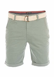 riverso Herren Chino Shorts RIVHenry Gürtel Bermuda Kurze Hose Grau