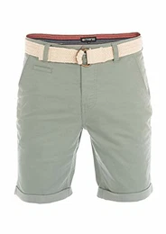 Herren Chino Shorts RIVHenry Gürtel Bermuda Kurze Hose 98% Baumwolle Hellblau Dunkelblau Navy Rot Grün Orange Beige Grau w30 - w42, Größe:W 30, Farbe:Mineral Green (12300)