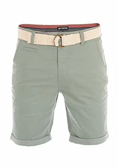 riverso Herren Chino Shorts RIVHenry Gürtel Bermuda Kurze Hose Grau