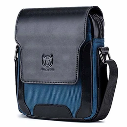 Umhängetasche Leder Herren Klein Aktentasche Schultertasche für Arbeit Reise Business Alltagsleben (Schwarz)