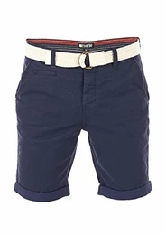 Herren Chino Shorts RIVHenry Gürtel Bermuda Kurze Hose 98% Baumwolle Hellblau Dunkelblau Navy Rot Grün Orange Beige Grau w30 - w42, Größe:W 30, Farbe:Dark Navy (19400)