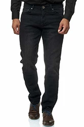 JEEL Herren-Jeans Regular Fit Straight Cut Basic Washed schwarz