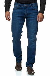 JEEL Herren-Jeans Regular Fit Straight Cut Basic Washed blau