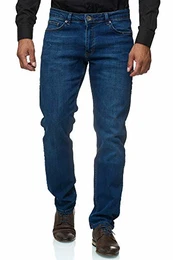 Herren-Jeans - Regular Fit Straight Cut - Stretch - Jeans-Hose Basic Washed 03-blau 32W / 32L