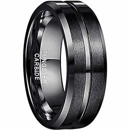 Ringe für Herren/Damen Schwarz Wolframcarbid Ring Kratzfest 8mm Edler Wolfram Ring als Verlobungsringe/Trauung Ringe/Freundschaftsringe/Partnerringe Größe 63.4 (20.2)