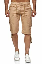 Reslad Leinen Cargo Shorts Männer Strandhose RS-3001 Camel (RS-3001)