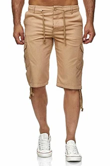 Reslad Leinen Cargo Shorts Männer Strandhose RS-3001 Camel (RS-3001)