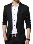 Nemopter Herren Sakko Lässige Elegante Slim Fit Blazer Einknopf Anzugjacke Schwarz