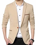 Nemopter Herren Sakko Lässige Elegante Slim Fit Blazer Einknopf Anzugjacke Khaki