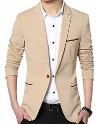 Nemopter Herren Sakko Lässige Elegante Slim Fit Blazer Einknopf Anzugjacke Khaki